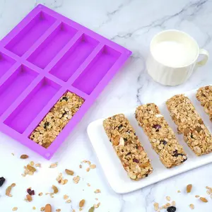 1pc 8-Cavity Silicone Granola Bar Molds, Rectangle Ice Cube Chocolate Mold for Baking Protein Energy Bar, Truffles, Brownies, Baking Tools