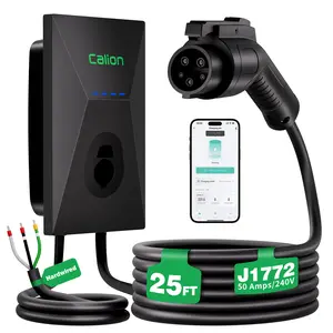 Calion Level 2 EV Charger-EV Wall-Mount Charger with 25FT Cable-Electric Vehicle Charging Station for J1772 EVs,50Amp,240V WiFi Electric Vehicle Charging Station,Hardwired for Electric Car