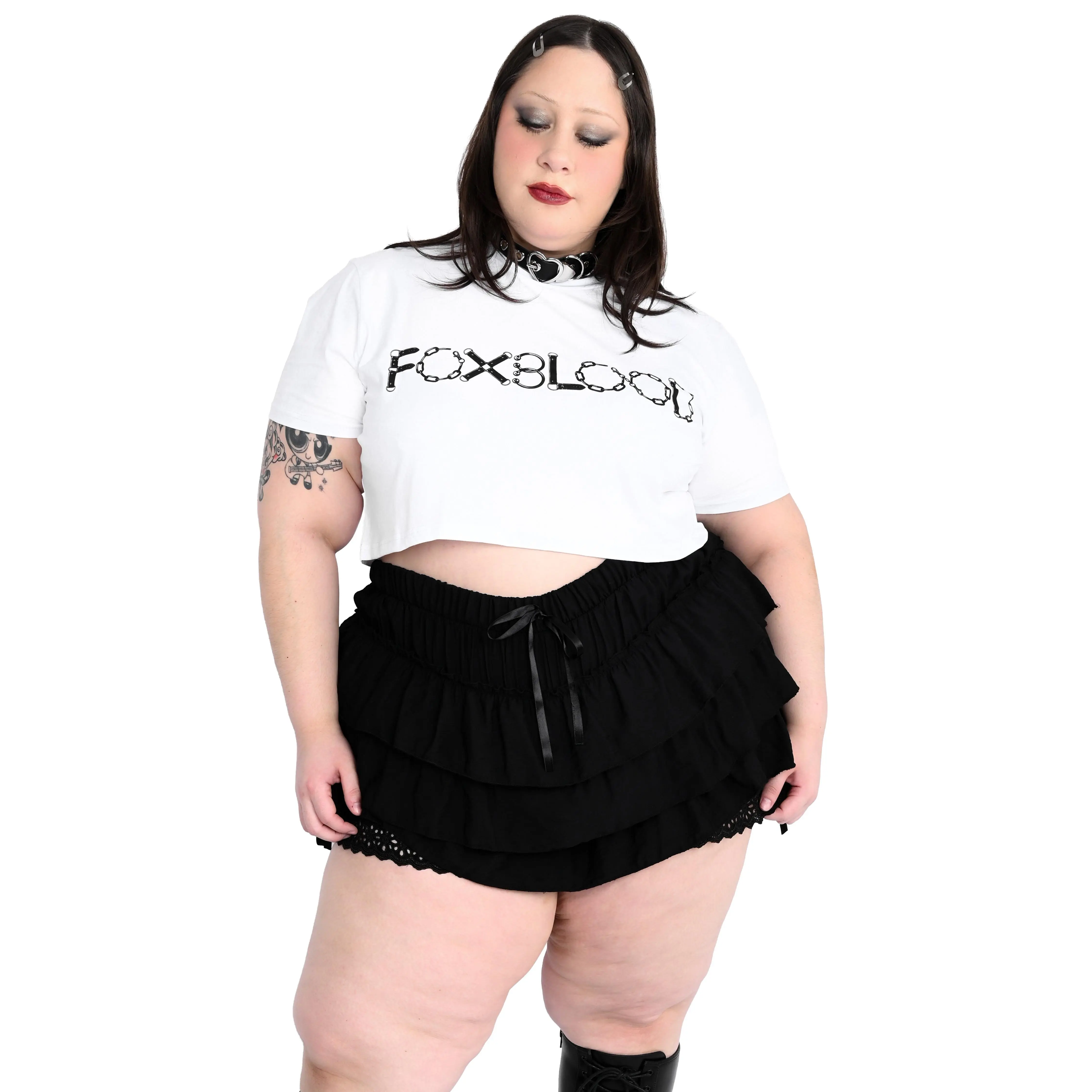 Foxblood Chain Link Logo Crop Tee