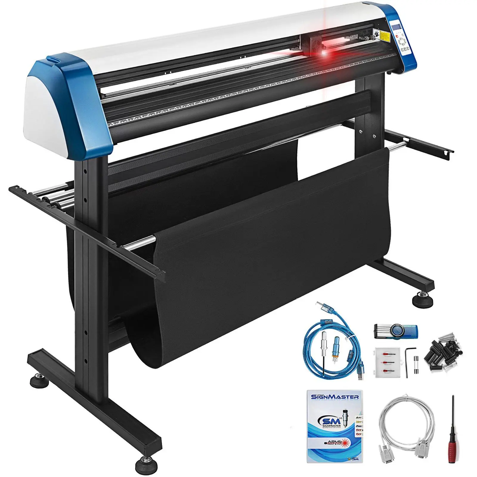 VEVOR 53.1 in Vinyl Cutter Plotter Machine with LED Screen, 110V, Automatic Paper Feed, Auto Cut, Speed Adjustable, Optical Eye, 49.6 in Sheet Metal Floor Stand, Signmaster Software, 30-Day Free Returns, Compatible with Vinyl/Fabric & Windows OS, 110 V