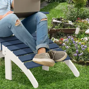 Aoodor Outdoor Adirondack Ottoman - Weather-Resistant HDPE Patio Footrest for Ultimate Relaxation