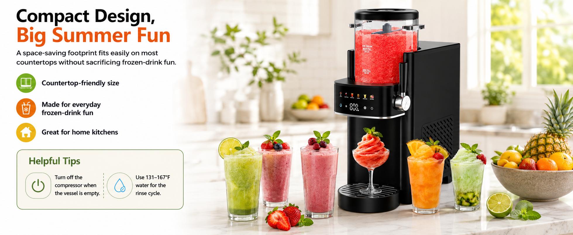 [New Arrival] Slushie Machine & Ice Cream Maker, No Ice Needed 40oz Frozen Drink Maker with 6 Preset Programs, Countertop Slushie Maker for Frozen Margaritas, Milkshakes, Frappé, Ice Cream, Juice & Summer Party Drinks
