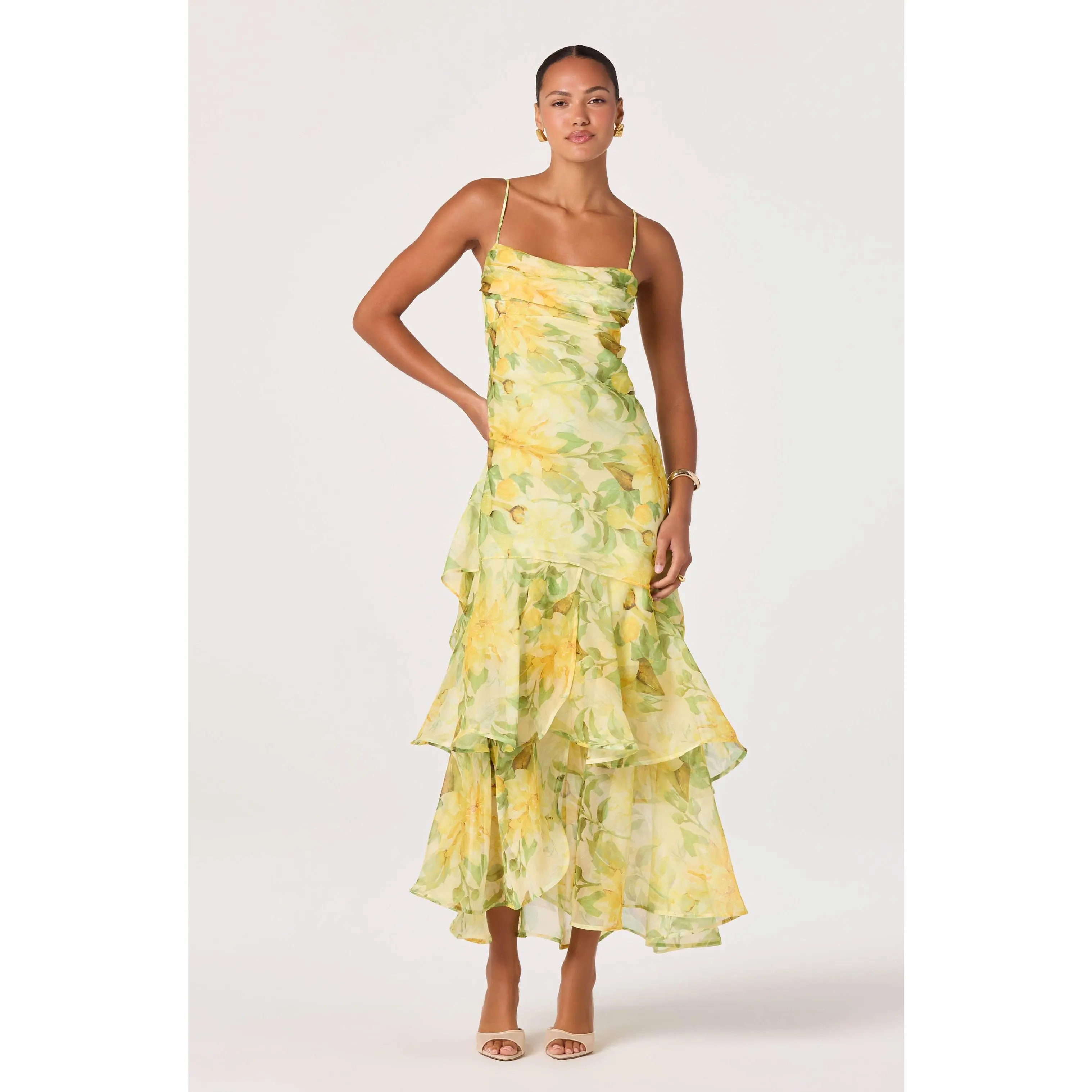 Women's Alison Floral Tiered Drop-Waist Casual Maxi Dress