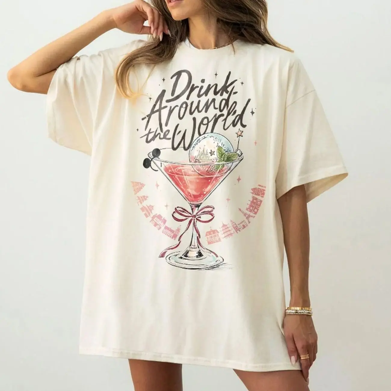Retro #EPCOTTT Drink Around The World Shirt, Comfort Colors Cocktail Tee, #EPCOTT World Tour Outfit, World Vacation Shirt, Party Drinking Gift T4P8Y