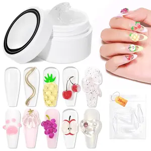 Solid Builder Gel for Nails, Non-Sticky Hard Sculpting Gel, 3D Gell Nails Art Building Gel Nail Extension Soak Off UV/LED Nails Art DIY 15g Clear