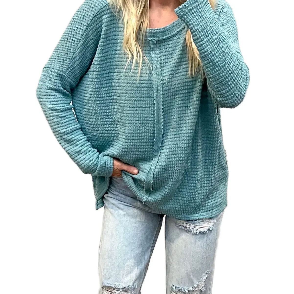 Dolman Teal Sweater Casual