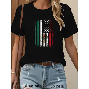 Comfortable 100% Cotton Tee with Mexican American Flag for Cultural Pride