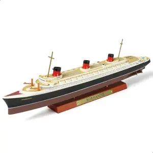 1/1250 Scale SS Normandie Ocean Liner Die-Cast Metal Model – French Atlantic Record-Breaking Liner with Wood Grain Display Stand, Collectible Maritime Gift for Adults