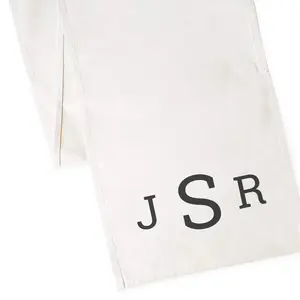 Personalized Triple Monogram Cotton Canvas Table Runner