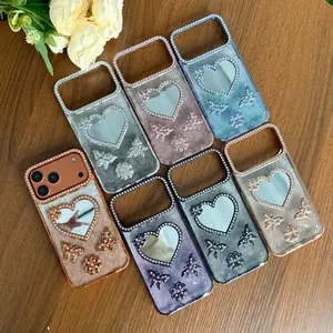 New for iPhone 17 Pro Max Stereo Heart Mobile Rhinestone Glitter Protective Cover TPU Case for iPhone 16 White Pleated Water Ripple Phone Case Lightweight Tough Cases S23 Ultra Bumper 3-in-1 clear i̇phone Pattern Winter with Support beauty lover acrylic
