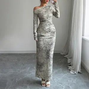 Women's Elegant One Shoulder Full Sleeved Top Bodycon Dress 2 Piece Set, Matching two piece Set, woman summer Birthday Outfit Womenswear S-XL