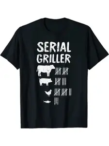 NEW LIMITED Serial Griller Fathers Day Funny Grilling Grill BBQ Master Casual Menswear T-Shirt