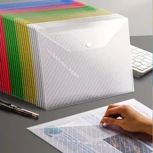Multi-Pack Thick A4 Transparent File Bags, Waterproof Snap Closure, Plastic Archive Bags, Document Storage, Office Supplies