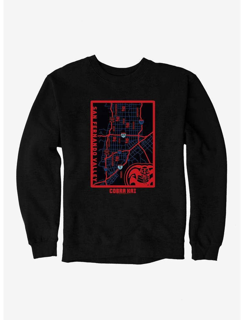 Cobra Kai San Fernando Valley Map Sweatshirt for Unisex, Crewneck Sweatshirt, Men women Sweater