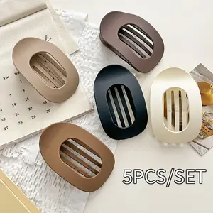 5pcs Solid Color Flat Hair Clips Set – Minimalist Acrylic Barrettes for Women, Strong Hold Claw Clips for Thick or Thin Hair | Elegant, No-Crease, Daily & Party Styling Accessories