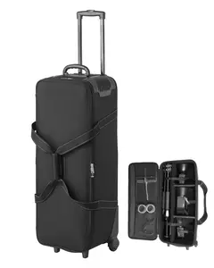 Studio Equipment Trolley Case With Rolling Design, 35.83 X 11.81 X 14 Inches, Durable Camera Carrying Case For Studio Gear, Lenses, DSLR s Or Mirrorless Cameras, Tripod And Accessories, Water-Resistant Exterior, Locking Latches