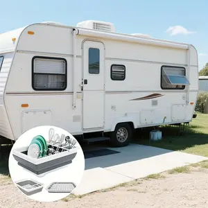 Foldable Dish Drying Rack with Cutlery Holder, Space-saving for Home, RVs and Camping, Perfect for Travel Trailers