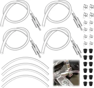 4 Pack  Bleeder Hose,   Bleeder Kit with Nozzle Cap & Clamp, One Way Check Valve Tube Bleeding Tools for Hydraulic System Bleeding,  Clutch Fluid Replacement Hose