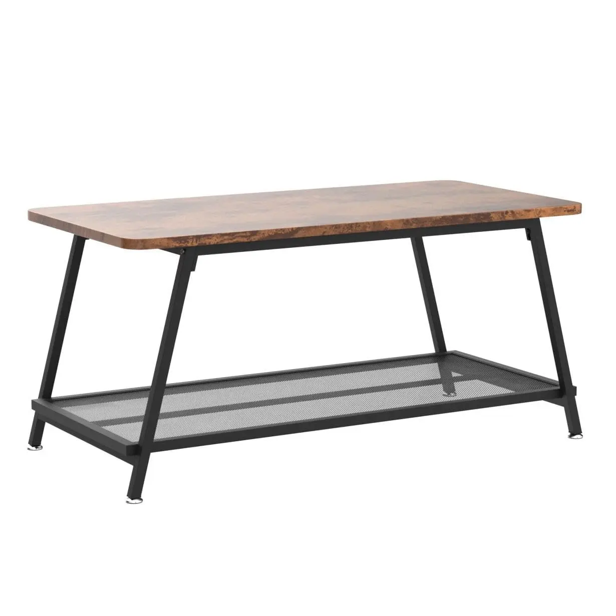 【Christmas Deal】GARVEE Coffee Table Wood, Living Room Coffee Table, Coffee Table with Storage, Coffee Table, Modern Table with Steel Frame and Shelf, Living Room Coffee Table, 100 x 50 x 46 cm