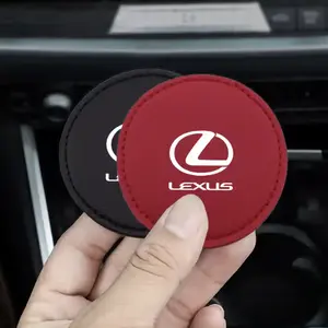 2pcs Leather Car Coasters Water Cup Mat Non-slip Pad For Lexus F SPORT ES RX NX LS UX LM LX GX LC RZ IS CT GS RC HS SC Accessory