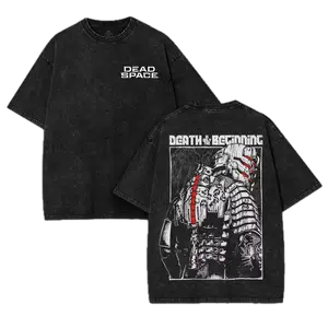 Death Is Only The Beginning- Deadspace Acid Washed TSHIRT, 2 sided Printed Unisex Washed T-Shirt RPG graphic tees game merch Cotton Streetwear Top Black Clothes Crewneck Apparel