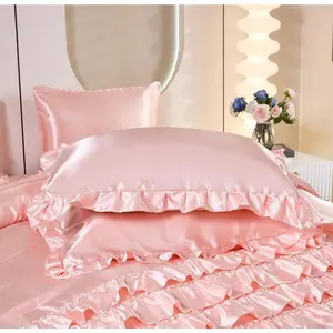 Pink Satin Bed in a Bag 8 Pieces Full Size Luxury Silky Bedding Set Hot Pink Waterfall Ruffled Bed Comforter Set (Copy)