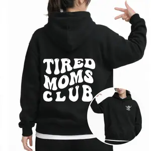 Long Sleeve Casual Hoodie for Moms – Mama’s Tired Moms Club Printed Letter Design