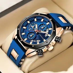 Fashion Men's Analog Quartz Watch, Leisure Sports Analog Digital Dial, Soft Silicone Strap, Calendar Display, Ideal Men's Valentine's Day, Father's Day, Homecoming Gifts -Eid Al-Adha [Middle East Orientation]