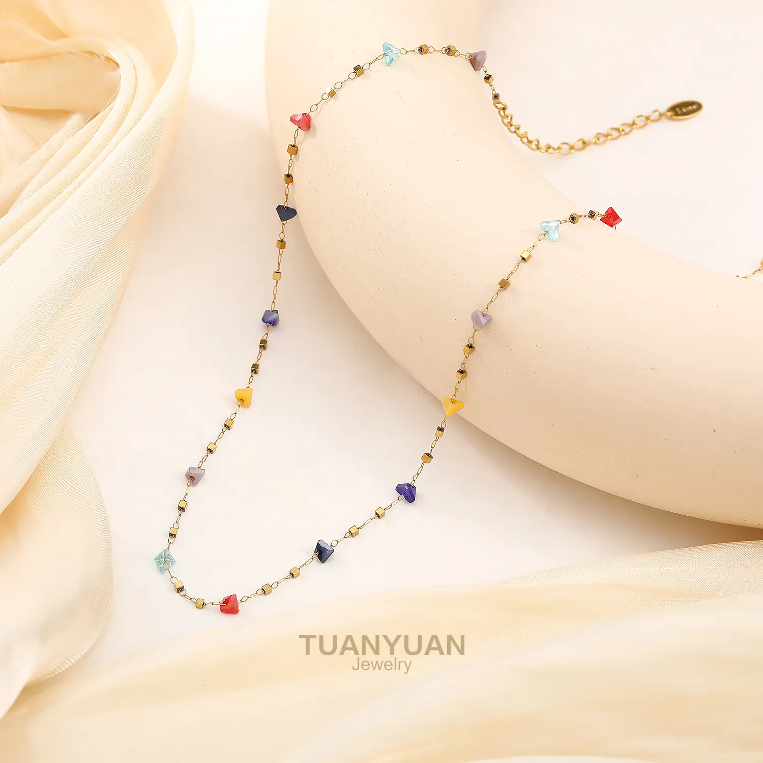 Tuanyuan Jewelry — [Colorful Baby's Breath] French-Inspired Original Design Necklace: 40CM With 5CM Extension Chain Long-Style Chain with an Elegant Aesthetic