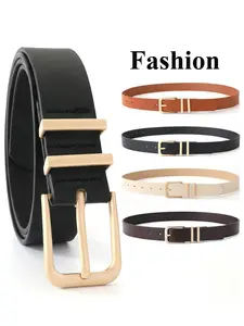 Women's Soft Faux Leather Western Buckle Belt, Perfect for Jeans Pants Dresses, Fashionable Women's Casual Modern Waistband with Buckle, All Seasons