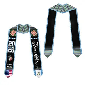 Guatemalan Flag Graduation Stole with Custom Name and School Year, Class of 2026 Cultural Sash, Unique Senior Keepsake Gift for Ceremony Outfit