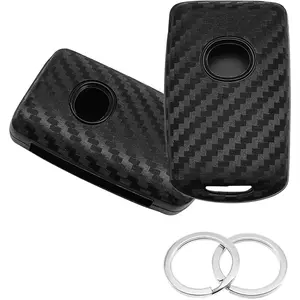 Carbon Fiber Look Key Fob Cover Case Key Protector Keyless Remote Holder Compatible with 3 6 CX-30 CX-50 CX-90 CX-3 CX-5 CX-9 MX-5 Miata MX-30 EV 3 Sport Black (Set of 2) WAZSKE11D01