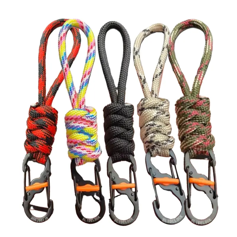 5-pack 10cm paracord anti-theft anti-loss figure-8 keychain with lock, figure-8 lock buckle, portable outdoor hanging cord strap buckle