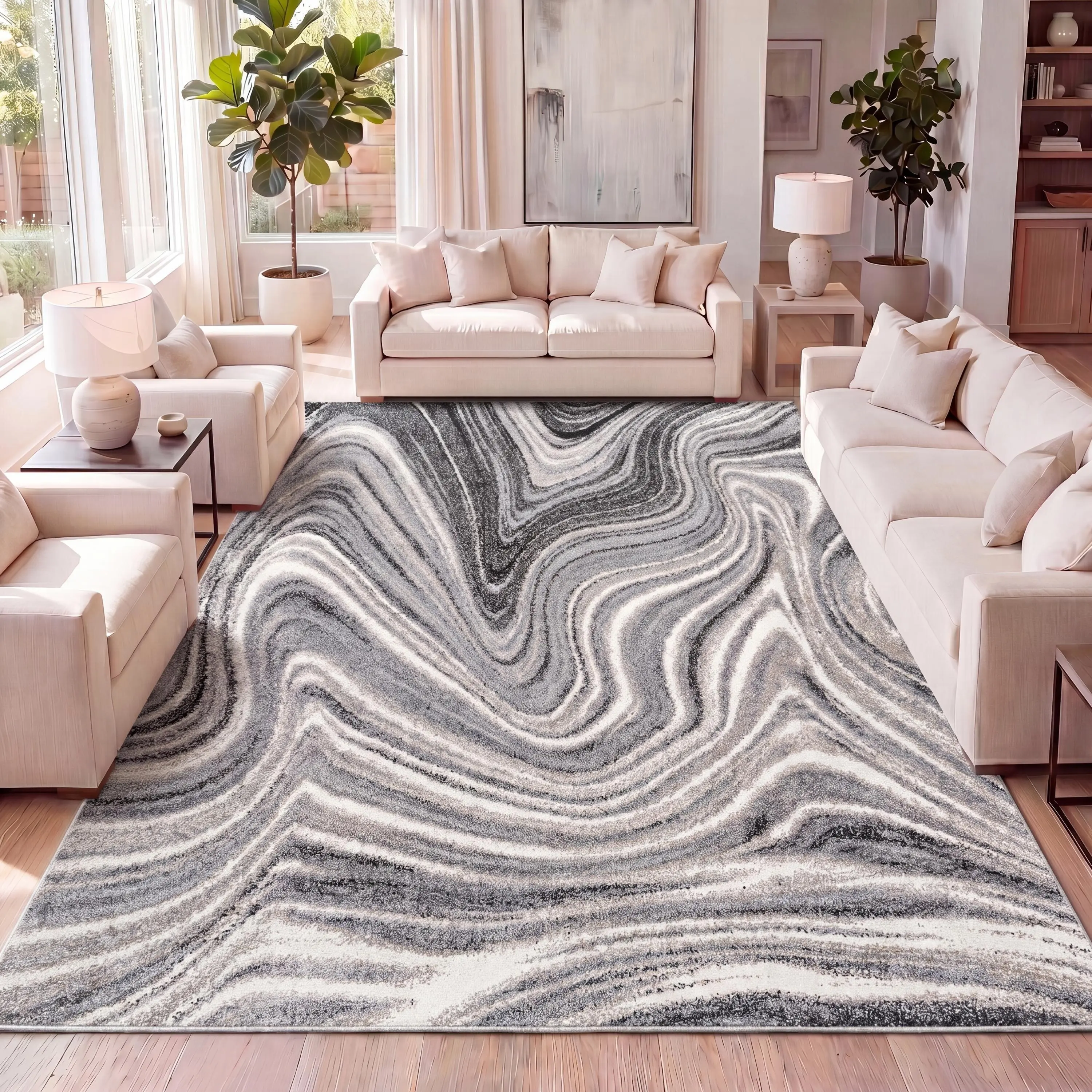 JONATHAN Y Eleni Contemporary Glam Marble Patterned Abstract Rug - Indoor Area Rug, Living Room Mat, Home Decor for Multiple Spaces, Abstract Rugs