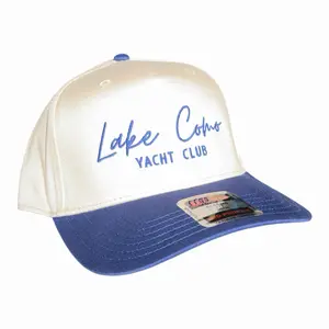Lake Como Yacht Club Hat Cream & Blue Fort Worth Throwback Classic Style Adjustable Fit