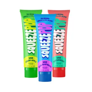 Squeeze Pop Liquid Candy Tubes -3 Pack - Sour Flavors (Blue Raspberry, Green Apple & Watermelon) 4 oz nostalgic tubes