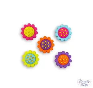 Bubblegum Blooms Bright Multi Color Flower Buttons