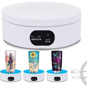 Turner Cup Rotating Display Stand for Epoxy Glitter Tumbler, 360  Automatic Mute Rotating Turntable for Photography Products Tumbler Making Supplies Spinner 4.72*1.77in Motorized Rotation