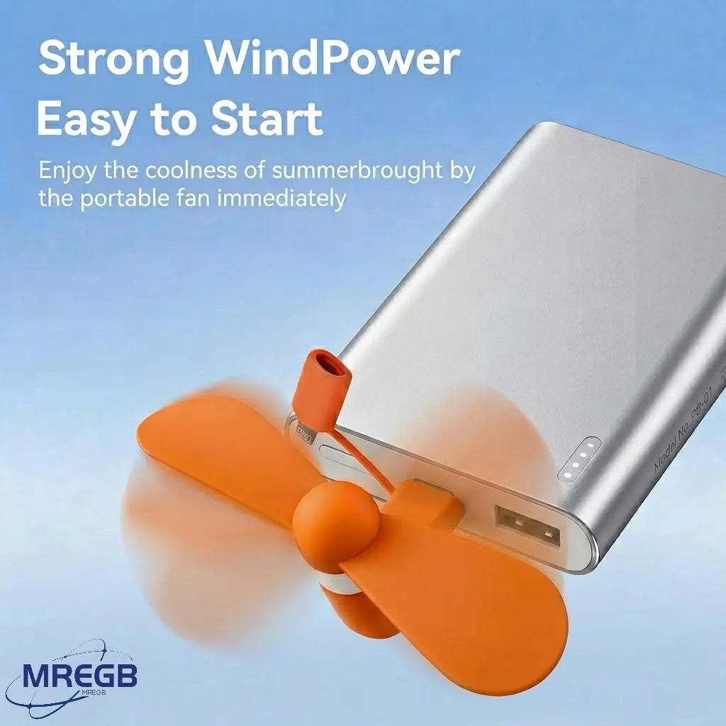 MREGB Mini Mobile Phone Fan 3-in-1, Powerful 15000 RPM Handheld Cooling Gadget with Safe Soft TPE Blades. Detachable Plug & Play Pocket Accessory for iPhone, Type-C, Android Micro USB. Summer Travel & Outdoor Commuting Essential summerwins