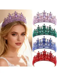 European style wedding hair accessories large crown atmospheric color crystal baroque birthday bride crown tiara