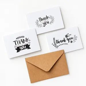 Thank You Cards and Envelopes, Black and White, 4" x 6", 48 Count, Emotional Intelligence Inspired Gratitude Expression Tool