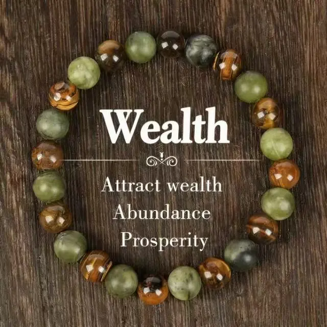 September Laurel Tiger Eye Stone Bracelet Attracts Wealth, Stretchable Money Attraction Bracelet- Unisex Jewelry Gift glass beads pulsera amatista unity bracelet protection bracelet encouragement gift fashion artificial Colorblock Beaded Crystal Bracelet
