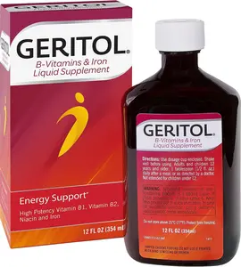 Geritol, Liquid Vitamin and Iron Supplement, Energy Support, Contains High Potency B-Vitamins and Iron, Pleasant Tasting, Easy to Swallow, No Artificial Sweeteners, Non-GMO, 12 Oz