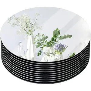 Mirror Acrylic Board for Tables, 12pcs/set Round Mirror Centerpieces, Decorations Tray for Wedding Party, Party Activities Supplies, Acrylic Plaque Decor