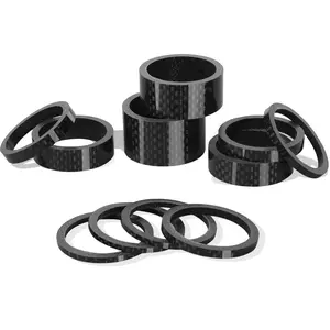 BUCKLOS 11PCS Bike Headset Spacers: 1-1/8" Aluminum & Carbon Fiber Washers in Matte or Glossy Finish - 2/3/5/10/15/20mm Ultralight Stem Spacers for MTB, Road, BMX & Folding Bikes