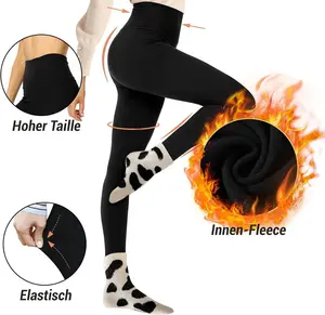 Women's High Waist Fleece-Lined Winter Leggings - Sporty Sports Bottoms, Slim-Fit Warm Yoga Pants for Outdoor Running & Fitness