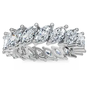 3Ct Marquise Diamond Eternity Ring 14k Gold Lab Grown