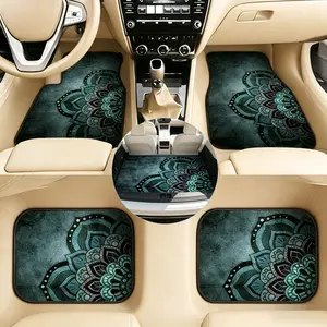 5Pcs Mandala Pattern Car Mats and trunk mats Slip Resistant And Easy to Clean Easy Installation Reinforced Interior Additions Carpet Protection Neutral Holiday Gift