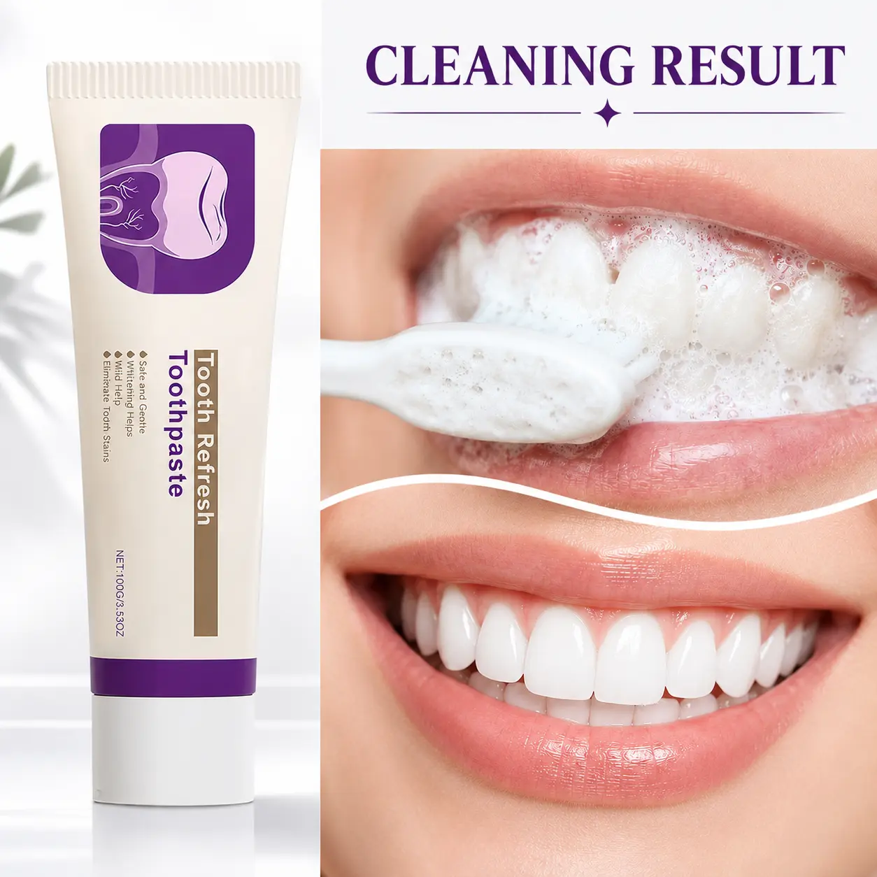 Oralhoe Tooth Refresh Whitening Toothpaste, Gentle Daily Care Toothpaste, Deep Tooth Stain Removal, Fresh Breath, Oral Hygiene Whitening Care