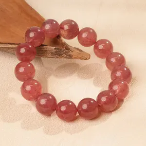 LUMAWU 14mm Beaded Bracelet Golden Strawberry Quartz | Gentle Charm & Positive Energy
